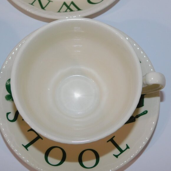Set 4 Wood & Sons The Kitchen Garden Green Tools Down Time for Tea Teacup Saucer - Picture 3 of 10